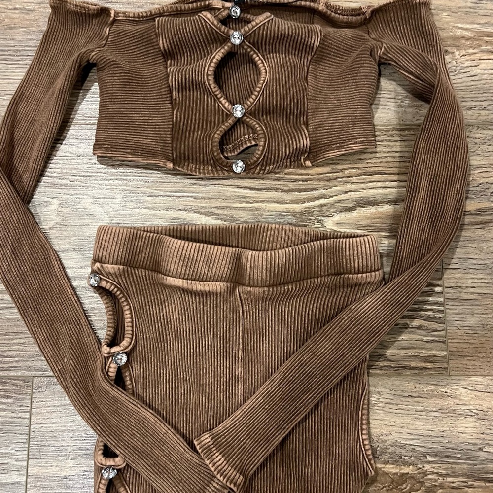 Two piece fashion nice outfit brown